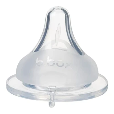 Image of b.box 2 Pack Baby Bottle Anti Colic Teat, Soft Silicone for Easy Attachment, 3 Stages Sucking Pattern Nipple, Designed to Fit 180ml and 240ml Bottles, Stage 1 (0 2m)
