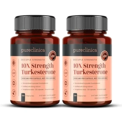 Image of pureclinica 10X Strength Turkesterone 5082mg x 240 Capsules (2 Bottles of 120) 8 Months Supply