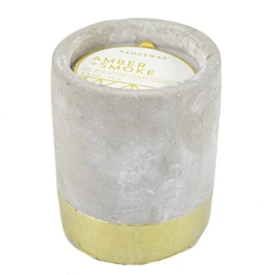 Image of Paddywax Urban Collection Soy Wax Candle in Concrete Pot, Amber &amp; Smoke