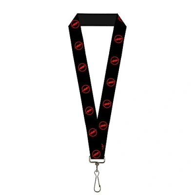 Image of Buckle Down Key Chain Lanyard 1.0&quot; Reverse Flash Logo Black/Red womens unisex adult One Size