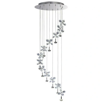 Image of Aviva Ceiling Cluster Pendant 12 Light 4000K LED Polished Chrome, Crystal