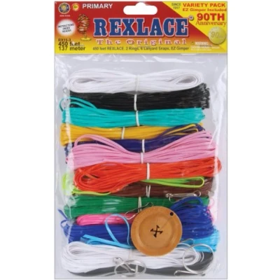 Image of Pepperell Rexlace Plastic Lacing Variety Pack Primary, Black/White, 1