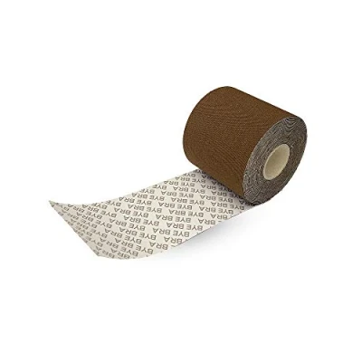 Image of Bye Bra Body Tape Roll, Breast Lift Tape, Adhesive Bra, Lifting Boob with Satin Nipple Covers, Multiple Colours Available (Brown)