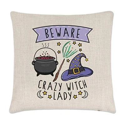 Image of Gift Base Beware Crazy Witch Lady Cushion Cover