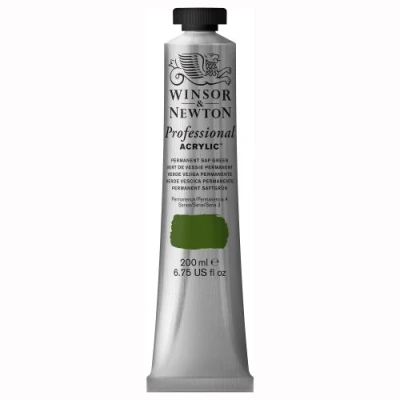 Image of Winsor &amp; Newton 200ml Professional Acrylic Colour Tube Permanent Sap Green