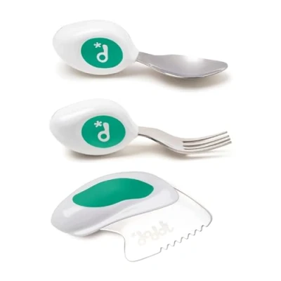 Image of doddl 3 Piece Knife, Spoon and Fork Set Learn to use Toddler Cutlery in Minutes, 1 Year Old &amp; up, Baby Led Weaning Supplies, Aqua