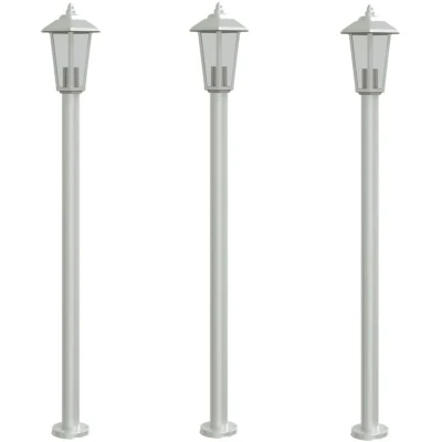 Image of vidaXL Outdoor Floor Lamps 3pcs Silver 120 cm Stainless Steel