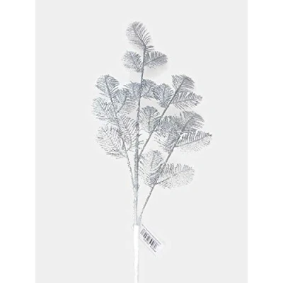 Image of Tall Glittered Artificial Fern Leaf Spray x 72cm Gold or Silver (Silver)