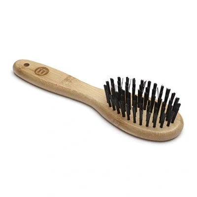 Image of Mikki Bamboo Bristle Brush, for Grooming Dog, Cat, Puppy with Smooth, Short to Medium Hair Coats, Handmade from Natural Sustainable Bamboo, Small, Brown