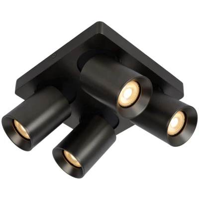 Image of Nigel Modern Ceiling Spotlight LED Dim to warm GU10 4x5W 2200K/3000K Black Steel