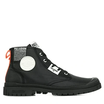 Image of Palladium Overlab Unisex Laceup ankle boots, Size: 5.5, Black Cotton