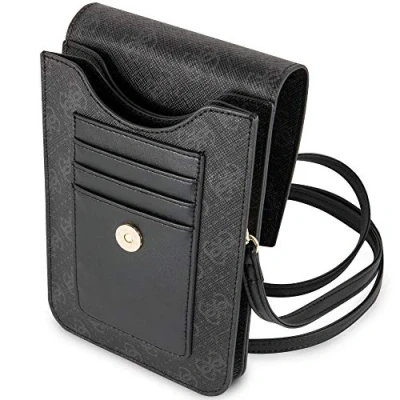 Image of GUESS 4G wallet case for phone with tassel, black, GUWBSQGBK