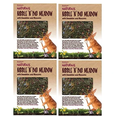 Image of Rosewood 4 PACK NIBBLE N DIG MEADOW WITH DANDELION &amp; BLOSSOMS SMALL ANIMAL TREAT
