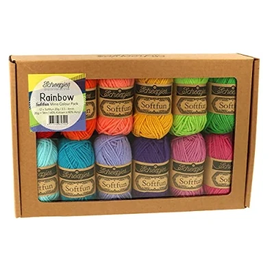 Image of Scheepjes Rainbow Softfun Colour Pack 12 x20 Grams (1 Box)