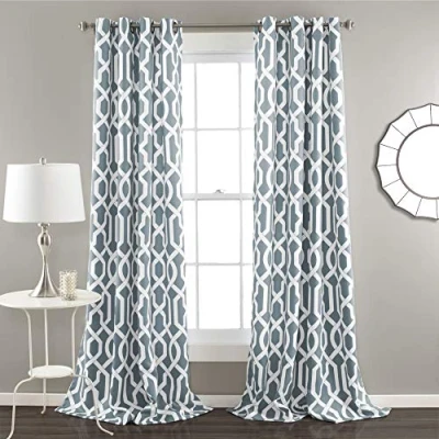 Image of Lush Decor Curtains Room Darkening Blue Window Panel Set for Living, Dining, Bedroom (Pair), Polyester, 52&quot; W x 84&quot; L (Pack of 1)