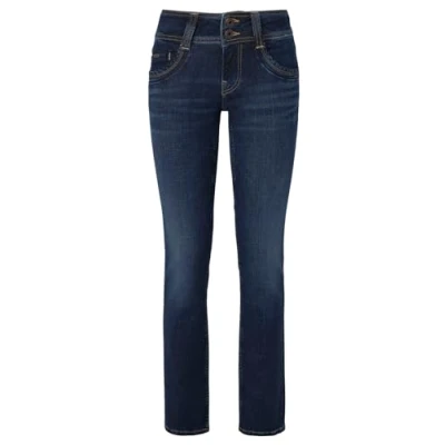 Image of Pepe Jeans Women&#039;s Double Buttons Slim Low Waist PL204588 Jeans, Blue (Denim XW5), 27W / 30L