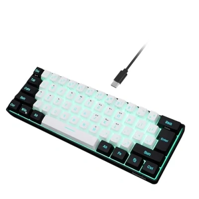 Image of Snpurdiri 60% Wired Gaming Keyboard, RGB Backlit,Ultra Compact Mini Keyboard with Detachable Cable,Black and White Color