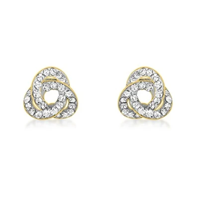 Image of Carissima Gold Women&#039;s 9 ct Yellow Crystalique Knot Stud Earrings
