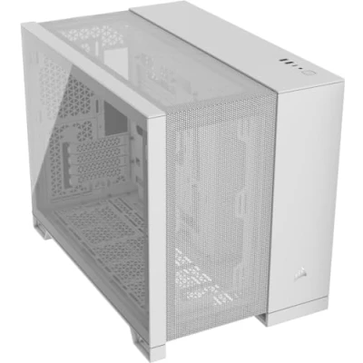 Image of CORSAIR 2500D AIRFLOW Small Tower mATX Dual Chamber PC Case Tempered Glass Reverse Connection Motherboard Compatible No Fans Included White