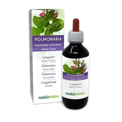 Image of Lungwort (Pulmonaria officinalis) herb with Flowers Alcohol Free Mother Tincture Naturalma Liquid Extract Drops 200 ml Food Supplement Vegan