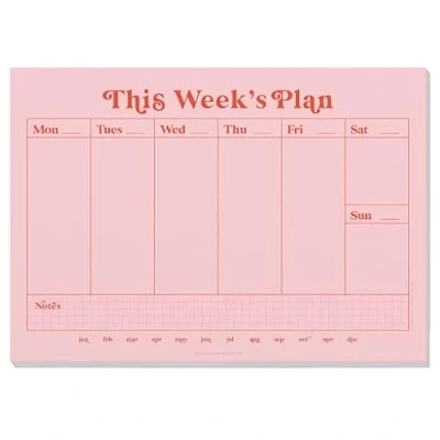 Image of A4 Weekly Planner Pad Pink &amp; Red Design, 52 Tear away Pages Undated Planner, Section for Important Notes 100% Recycled and Recyclable Paper UK Made Good Tuesday