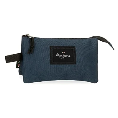 Image of Pepe Jeans Aris Triple Pencil Case, Blue, 22 x 12 5 cm, Polyester
