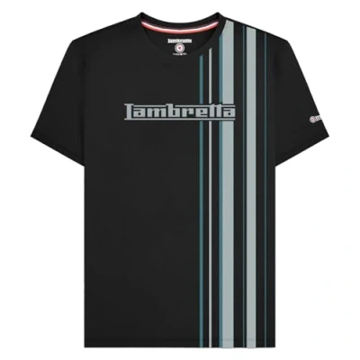 Image of Lambretta Mens Multi Stripe Short Sleeve T Shirt Black/Grey M