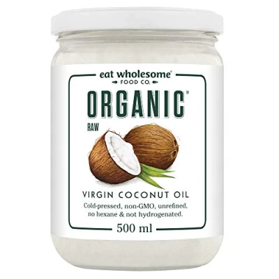 Image of Eat Wholesome Organic Raw Cold Pressed Virgin, Coconut Oil, 500 ml, for Cooking, Baking, Skin Moisturiser &amp; Hair Conditioner