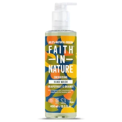 Image of Faith In Nature Natural Grapefruit and Orange Liquid Hand Wash, Energising, Vegan Cruelty Free, No SLS or Parabens, 400 ml