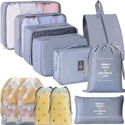 Image of Packing Cubes, Cubes for Suitcases Travel, Waterproof Suitcase Organiser Bags Travel Set Essentials Bag Clothes Shoes Accessories (Grey)