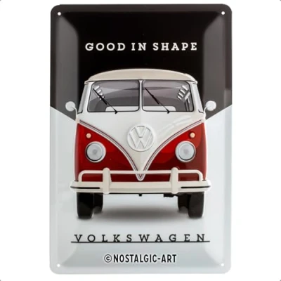 Image of Nostalgic Art Retro Tin Sign Volkswagen VW Good In Shape Bus gift idea, Metal Plaque, Vintage design for wall decoration, 20 x 30 cm