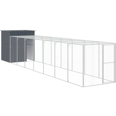 Image of vidaXL Chicken Cage with Run Anthracite 165x863x181 cm Galvanised Steel