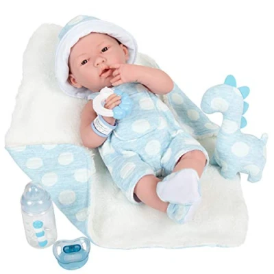 Image of JC TOYS La Newborn Baby Doll, Blue with White (18064)