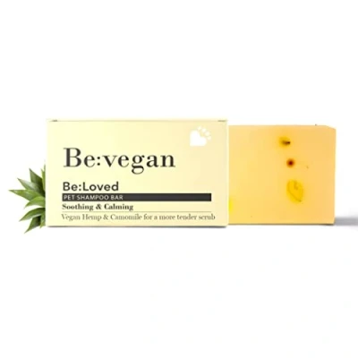 Image of Be:vegan Natural Dog Shampoo Bar Soothing &amp; Calming Ingredients Vegan Hemp Camomile, Handmade in the UK 110g Soap