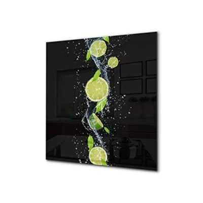 Image of Concept Crystal Stylish Tempered Glass backsplash kitchen splashback upstand BS09 Water splash Series: Lime In 4