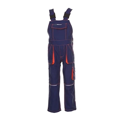 Image of Planam 6121170 Size 170/176 &quot;Junior&quot; Dungarees Marine Blue/Orange