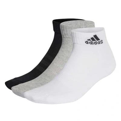 Image of adidas Unisex Cushioned Sportswear Ankle Socks 3 Pairs, Medium Grey Heather / White Black, 6.5 8