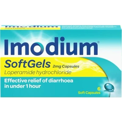 Image of Imodium SoftGels loperamide Tablets Effective Diarrhea Relief in 1 Hour ibs Medication 6 Soft Capsules Easy to Swallow, Liquid Filled Small