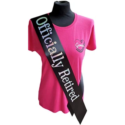 Image of Gemini Ribbons Officially Retired Sash Holographic Party Womens Mens Gift Outfit Retirement