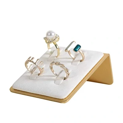 Image of GemeShou White Ring display for selling, small velvet Holder jewelry, retail jewelry storage organizer【Velvet 】