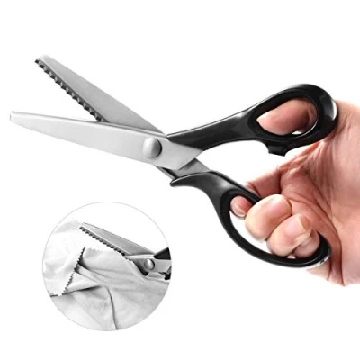 Image of KimDaro Pinking Shears Set, 9.2 Inches Handled Professional Stainless Steel Dressmaking Sewing Craft Scissors Zig Zag (Serrated, 5mm)