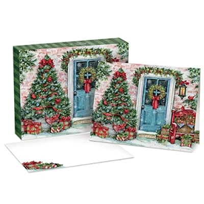 Image of Lang Greenery Greetings Boxed Christmas Cards, 18 Cards &amp; 19 Envelopes, Full Color Artwork Inside and Out, Fully Designed Linen Embossed Paper Stock (1004886)