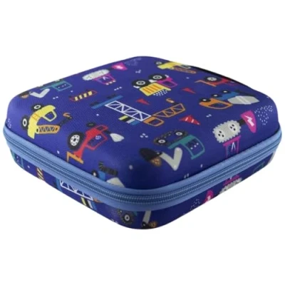 Image of Carrying case for Edurino figures in construction vehicles blue, transport storage cover protection