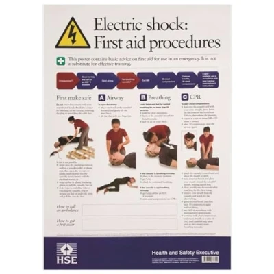 Image of iSigns Posters and Information (Electric Shock Notice Poster), A3 Office Sign, Laminated H&amp;S Law Poster, British HSE Standards Approved