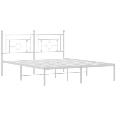 Image of vidaXL Metal Bed Frame without Mattress with Headboard White 160x200cm