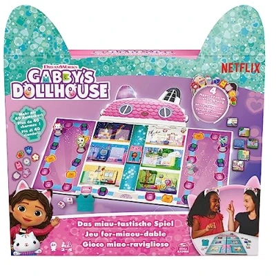Image of Spin Master Games 6068673 Gabby&#039;s Dollhouse Meow Tastic Board Game for The Popular Preschool Series on Netflix, 2 4 Players, Ideal Children from Years