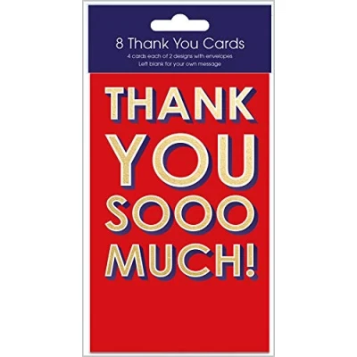 Image of Abacus Pack of 8 Thank You Cards from (ABA 12311) Text Cards, 4 Each 2 Designs
