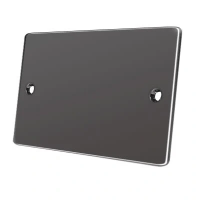 Image of Electrical Blanking Plate Double 2 Gang Polished Black Nickel Flat