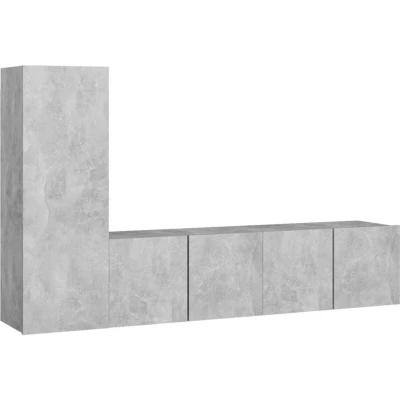 Image of vidaXL 3 Piece TV Cabinet Set Concrete Grey Engineered Wood
