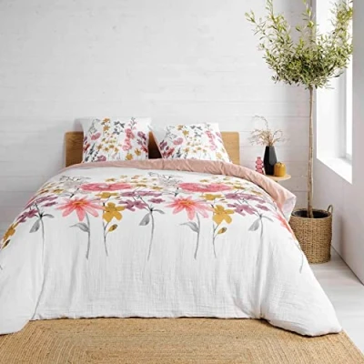 Image of Douceur d&#039;Intérieur 3 Piece Set (240 x 220 cm) Rosine, 100% Cotton Gauze
